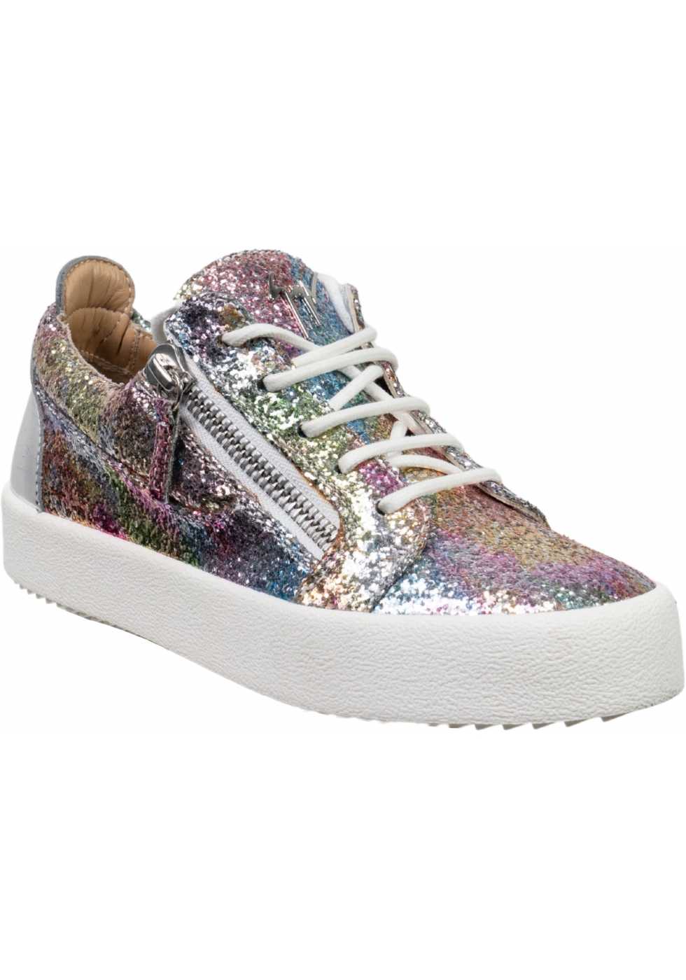 Blåt mærke Egypten forkorte Giuseppe Zanotti Women's multicolor glitter sneakers with laces and zippers  - Italian Boutique