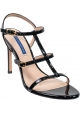 Stuart Weitzman Women's high heel sandals in black patent leather with double buckle