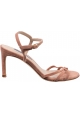 Stuart Weitzman Women's heeled sandals in blush pink suede leather with ankle strap