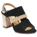 Barbara Bui Women's heeled sandals in black suede leather and nude patent leather