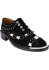 Barbara Bui Women's slip-on derby shoes in balck suede leather with silver studs