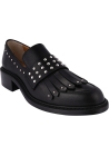 Barbara Bui Women's slip-on loafers shoes in black leather with fringe and silver studs