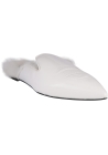 Chiara Ferragni Women's pointed toe mules sandals in white patent leather with fur lining