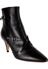 Tod's Women's pointed toe heeled ankle boots in black leather buckle straps and side zip