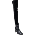 Stuart Weitzman Women's black leather and suede heeled thigh high boots with zipper