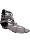 Barbara Bui Women's low gladiator thong sandals in silver leather with back zip