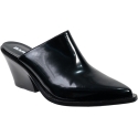 Barbara Bui Women's pointed toe mules shoes with heel in black brushed leather