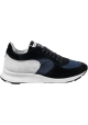 Philippe Model Men's low-top sneakers in blue and gray suede leather and fabric