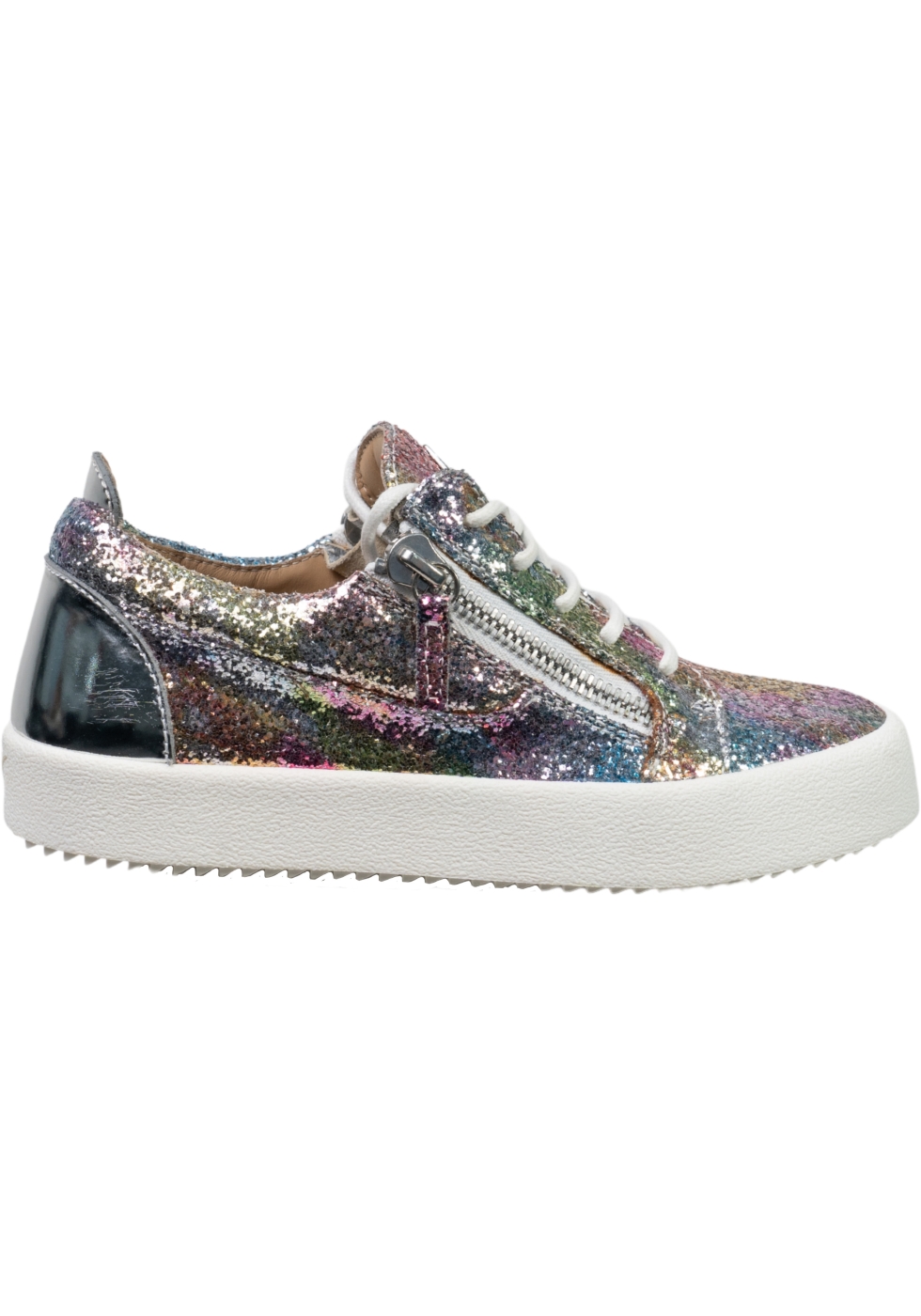 Giuseppe Zanotti Women s multicolor glitter sneakers with laces and zippers Italian Boutique