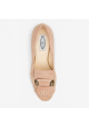 Tod's Women's pumps with low heels in beige suede leather with horsebit and fringe