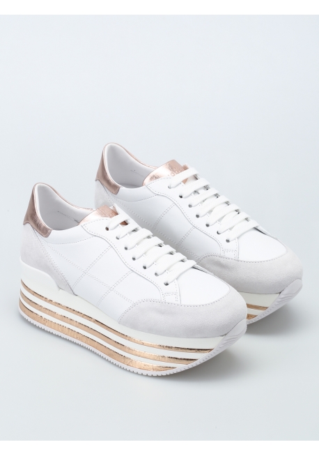 Hogan low top wedges sneakers shoes in white leather