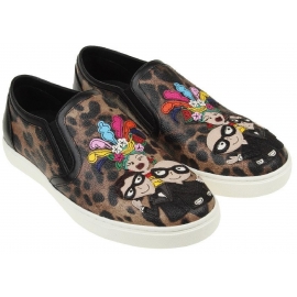 Dolce&Gabbana women's animal print slip-on sneakers