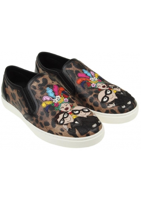 Dolce&Gabbana women's animal print slip-on sneakers