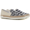 Tod's women's slip-ons sneakers blu paiette and leather