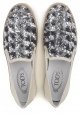 Tod's women's slip-ons sneakers blu paiette and leather