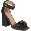 Marni high heels sandals in Dark Gray Felt with crystals