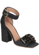 Marni high heels sandals in Dark Gray Felt with crystals