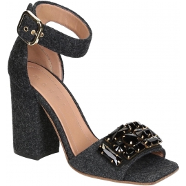 Marni high heels sandals in Dark Gray Felt with crystals