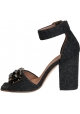 Marni high heels sandals in Dark Gray Felt with crystals