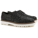 Hogan women's lace-ups shoes in black glitter leather