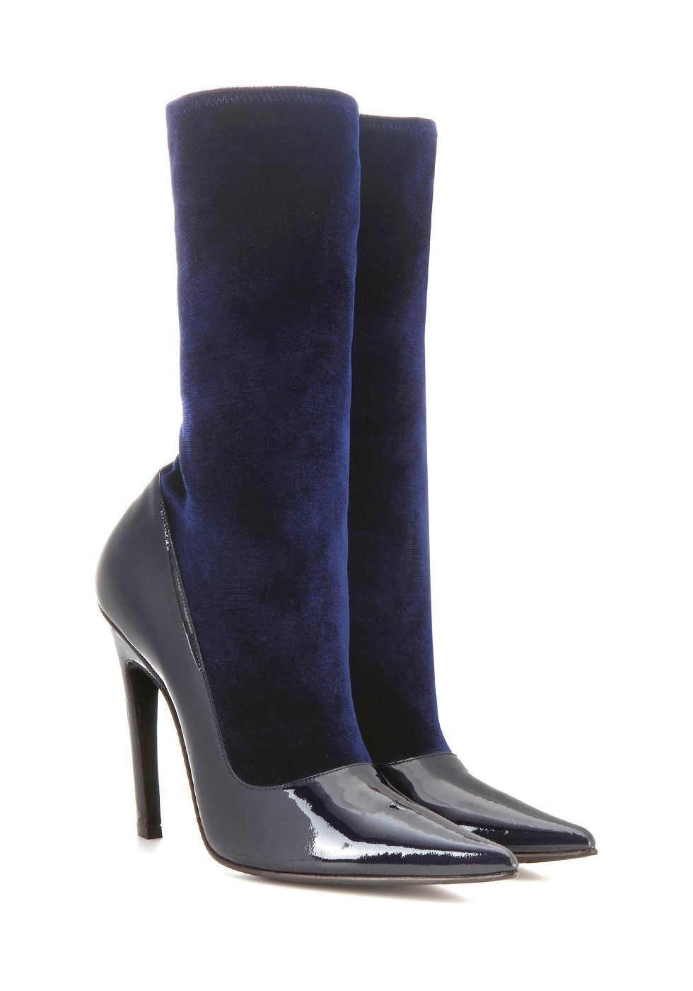 Balenciaga midcalf booties in blue Patent Leather