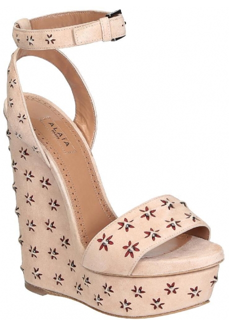 Alaïa wedges sandals in Nude Suede leather