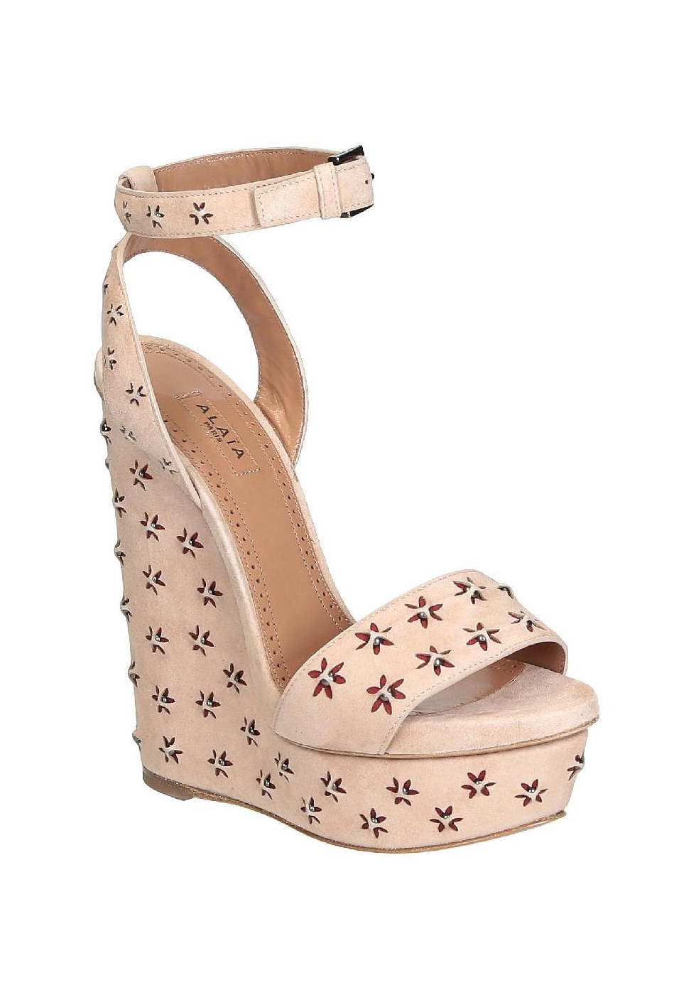 Alaïa wedges sandals in Nude Suede leather - Italian Boutique