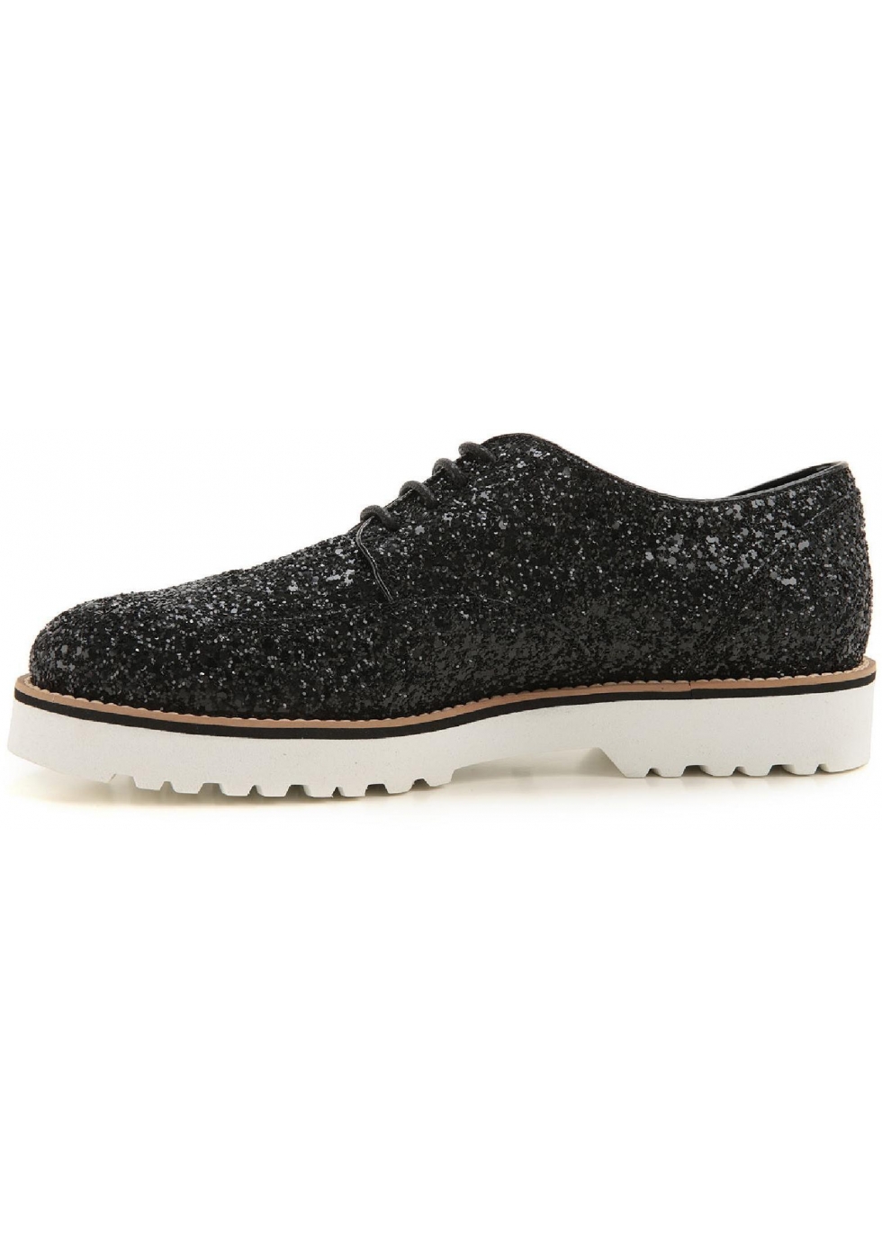 Hogan women's lace-ups shoes in black glitter leather - Italian Boutique