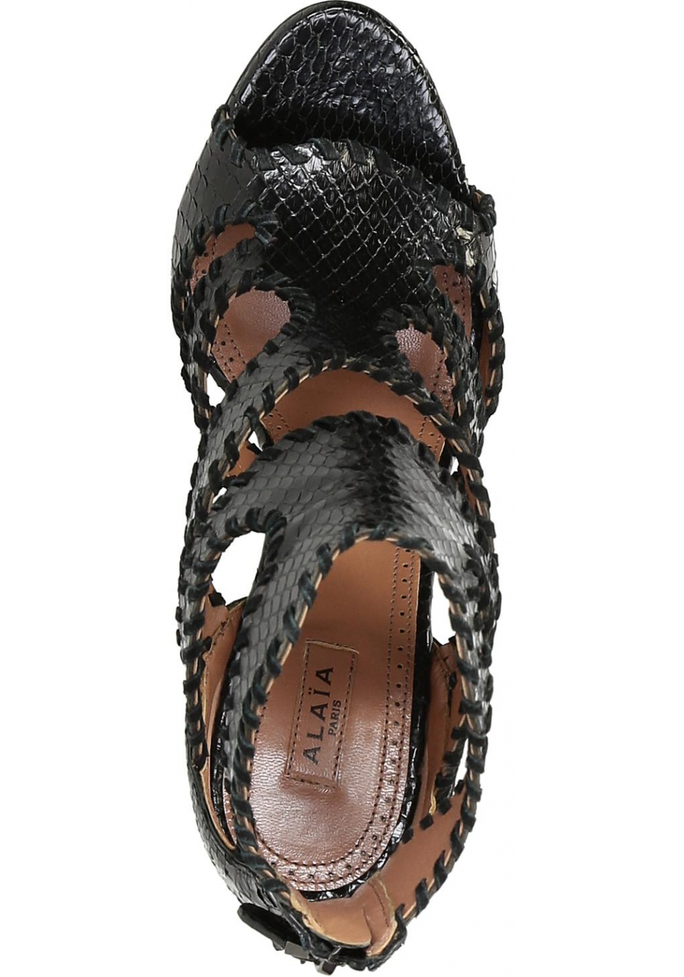 Alaia High Heels Sandals In Black Python Leather 