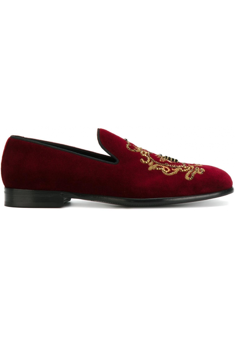 Dolce&Gabbana men's loafers in burgundy velvet - Italian Boutique