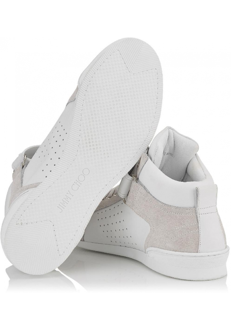 Jimmy Choo men's high sneakers in white calf leather - Italian Boutique