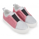 Pierre Hardy sneaker slip-ons in silver/pink glitter