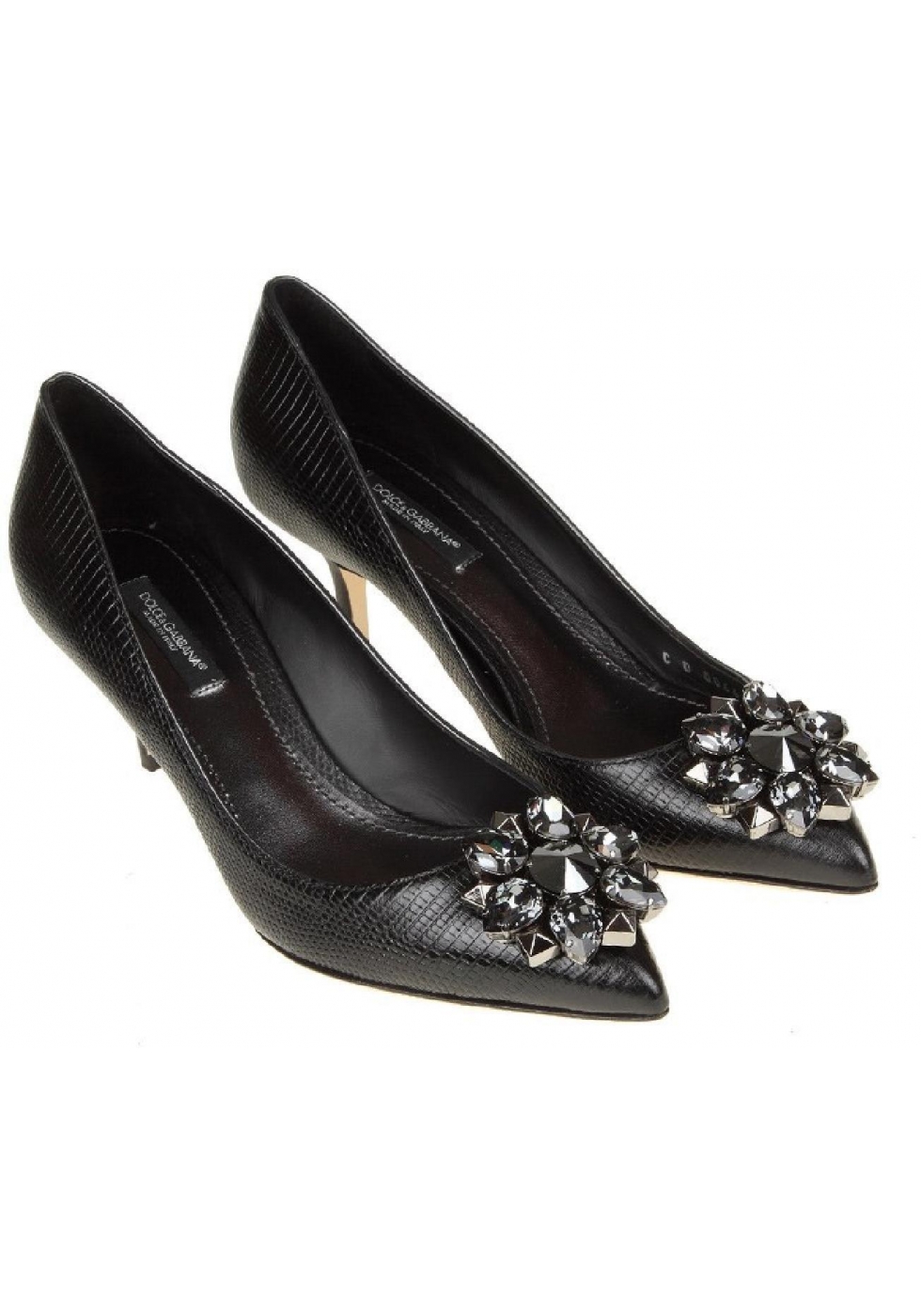 Dolce&Gabbana heels pumps in black leather with crystals