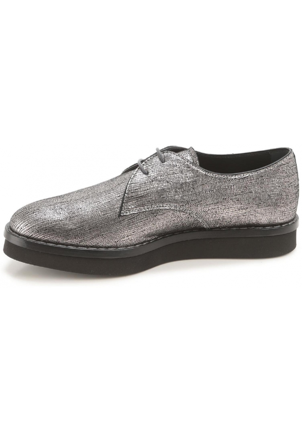 Tod's women's flat lace-up in silver metallic leather - Italian Boutique