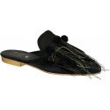 Gia Couture women slippers in black leather and fabric