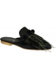 Gia Couture women slippers in black leather and fabric