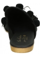 Gia Couture women slippers in black leather and fabric