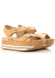 Hogan flat wedges sandals shoes in tan leather