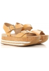 Hogan flat wedges sandals shoes in tan leather