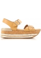 Hogan flat wedges sandals shoes in tan leather