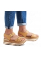 Hogan flat wedges sandals shoes in tan leather