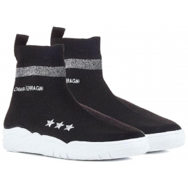 Chiara Ferragni black knitted hi top sneakers shoes