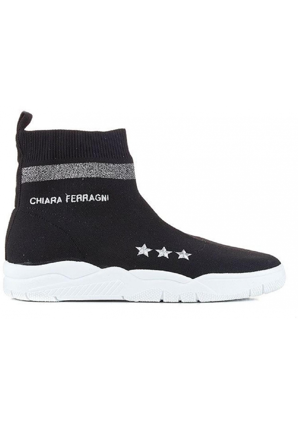 Chiara Ferragni black knitted hi top sneakers shoes - Italian Boutique