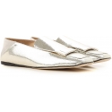 Sergio Rossi flats loafers in laminated silver leather