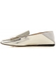 Sergio Rossi flats loafers in laminated silver leather