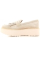Hogan women's wedges loafers shoes in beige suede