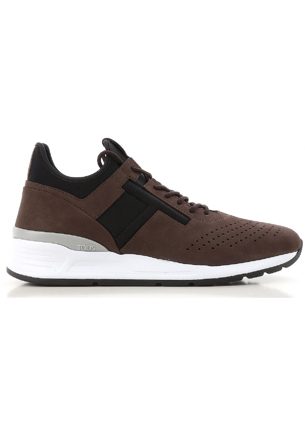 Tod's men's laser cut sneakers shoes in brown leather - Italian Boutique