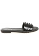 Tod's black patent leather flat slade sandals with studs