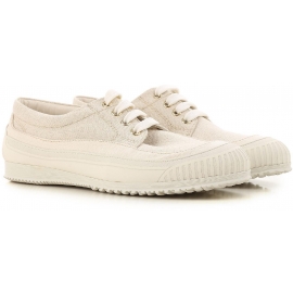 Hogan women's low top sneakers shoes in beige fabric