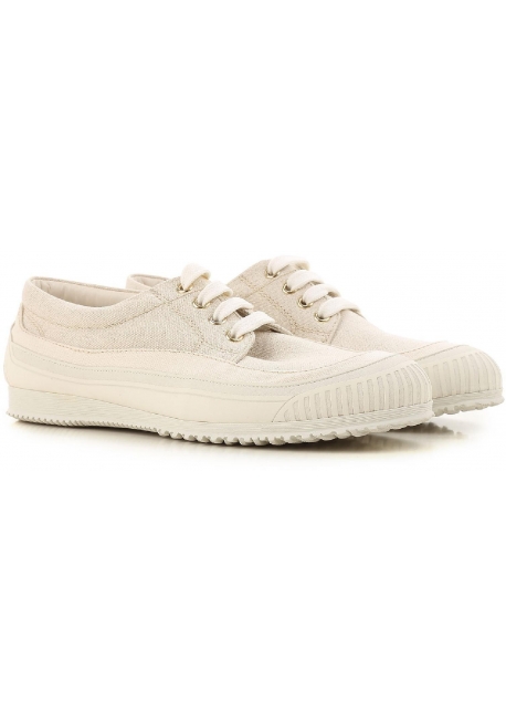 Hogan women's low top sneakers shoes in beige fabric - Italian Boutique